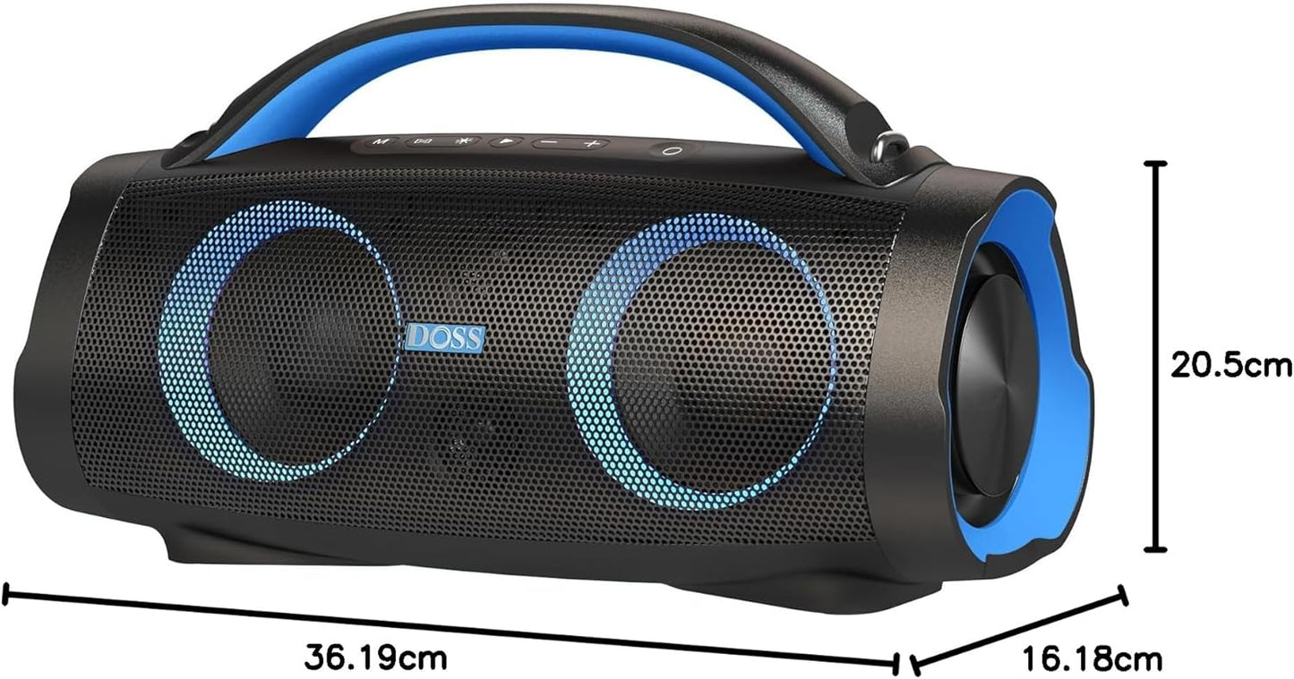 DOSS Extreme Boom Pro Bluetooth Speaker with 100W Stereo Sound, Rich Bass, 20H Playtime, Mixed Color Light, IPX6 Waterproof Haut parleur for Camping, Beach, Outdoor-Orange