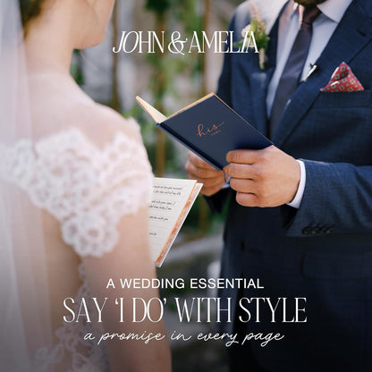 Wedding Vow Books His and Hers – Perfectly Sized, Hardcover Vow Booklets with Gold Foil Lettering – Vows Book Her & Him, Wedding Essentials Idea, Wedding Registry Gifts (Black Ivory, Gold)