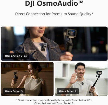 DJI Mic 2 (2 TX + 1 RX + Charging Case), Wireless Lavalier Microphone, Intelligent Noise Cancelling, 32-bit Float Internal Recording, 820 ft.(250m) Range, Microphone for iPhone, Android, Camera