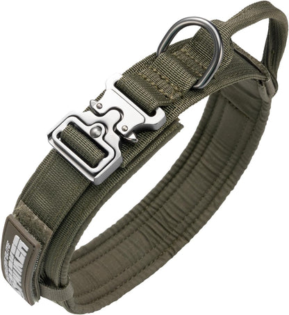 EXCELLENT ELITE SPANKER Tactical Dog Collar Nylon Adjustable K9 Collar Military Dog Collar Heavy Duty Metal Buckle with Handle(Coyote Brown-XL)