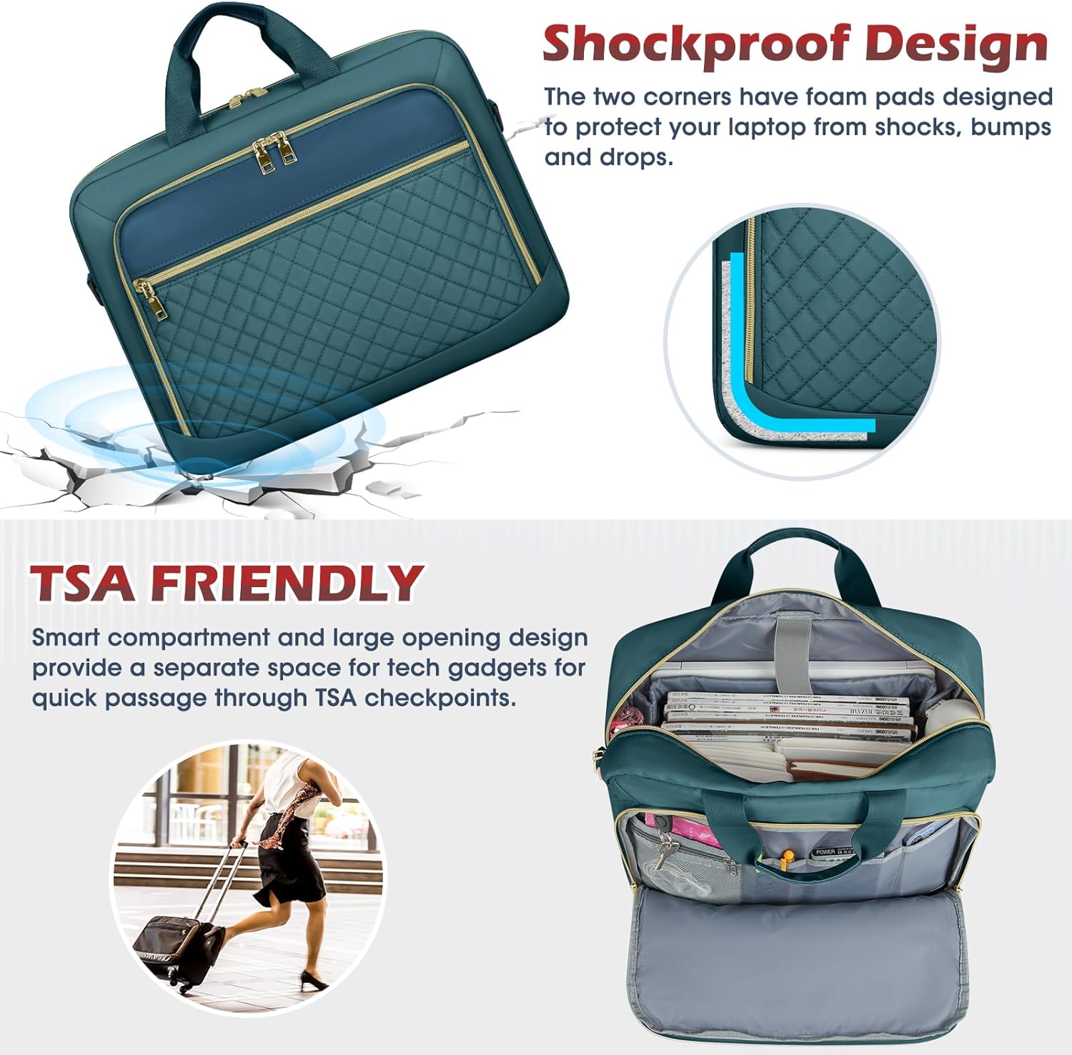 Laptop Bag 17 Inch Laptop Briefcase for Women Waterproof Computer Messenger Bag Professional Laptop Case for Business Work - PuriLite