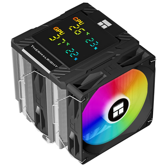 Thermalright Peerless Assassin 120 Digital ARGB Black CPU Air Cooler, Digital Screen Top Cover,6 Heatpipes Computer CPU Cooler, for AM4/AM5,Intel LGA1700/1851/1150/1151/1200,PC Cooler-Black ARGB