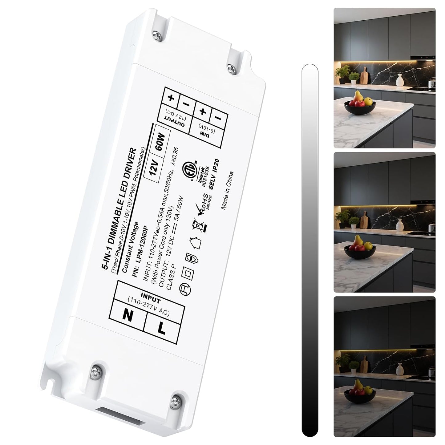 Cheopha 120V to 12V Converter LED Driver 12V 60W Transformer 5A LED Strip Power Supply for LED Strip Light, Under Cabinet Puck, G4 MR11 MR16 LED Light Bulbs, Pack of 1[Non Dimmable]