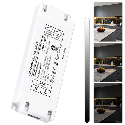 Cheopha 120V to 12V Converter LED Driver 12V 60W Transformer 5A LED Strip Power Supply for LED Strip Light, Under Cabinet Puck, G4 MR11 MR16 LED Light Bulbs, Pack of 1[Non Dimmable]