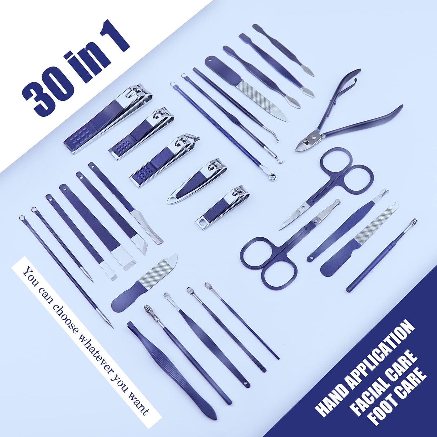 WOAMA Manicure Set 30 in 1 Nail Clipper Set Nail Kit for Women Men Stainless Steel Manicure Kit Professional with Travel Case