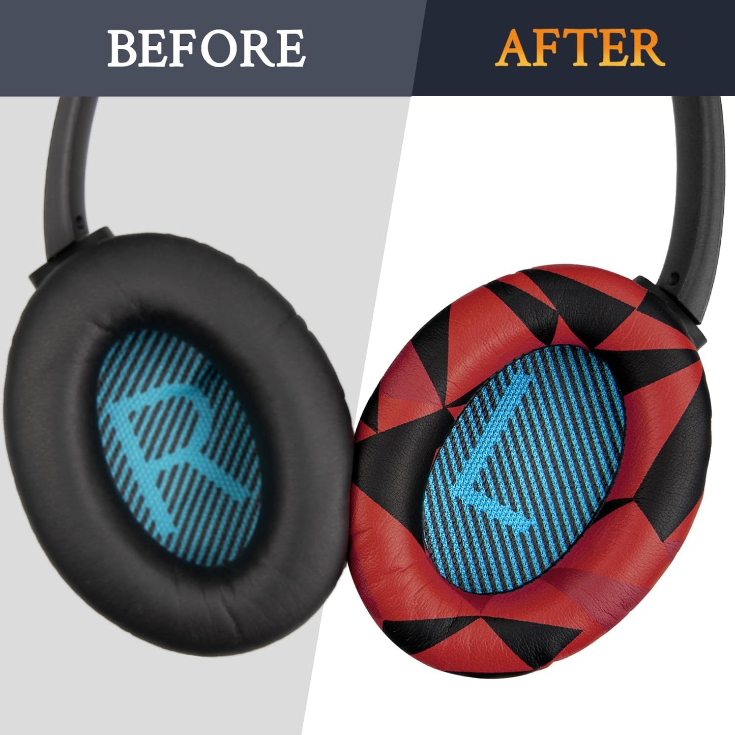 SoloWIT Earpads Cushions for Bose Headphones, Replacement Ear Pads for Bose QuietComfort 15 QC15 QC25 QC2 QC35/Ae2 Ae2i Ae2w/SoundTrue & SoundLink Around-Ear Series - QC25 PL Black&Blue