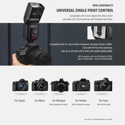 NEEWER TT560 Flash Speedlite with M/S1/S2 Mode, Manual Universal Single Contact Speedlight Compatible with Canon Nikon Panasonic Olympus Pentax Sony DSLR & Mirrorless Cameras with Standard Hot Shoe