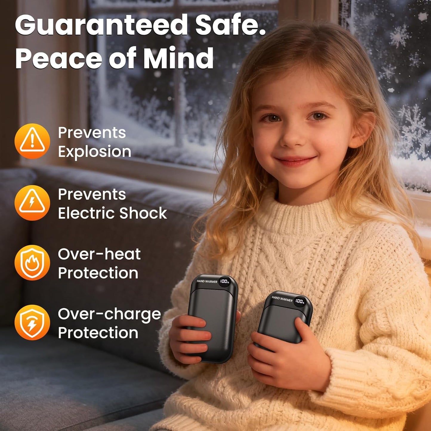 KQPZ Rechargeable Hand Warmers 3000mAh (2 Pack) – Electric Portable Hand Warmer with 4 Heat Levels & 3s Fast Heating, Magnetic 2-in-1 Pocket Heater, Reusable USB Hand Warmer for Outdoor, Camping, Golf, Hunting, Gifts – Black