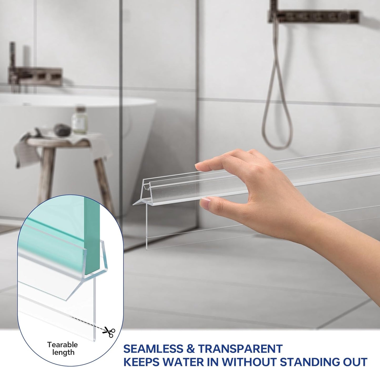 AquivaCoast 2-Pack Shower Door Bottom Seal (1/4" X 36") Clear Glass Shower Door Seal Strip - Stop Shower Leaks