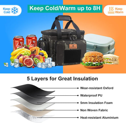 HSHRISH Tactical Large Lunch Bag for Men,Leakproof Insulated Lunch Box, Durable Soft Cooler Bag with Shoulder Strap Lunch Pail for Work Shifts Outdoor