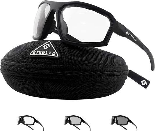 EYEGLAD REV Z87+ Motorcycle Safety Glasses High Impact Photochromic UV400 Eclipse Shift Sports Wrap Safety Sunglasses for Men Women