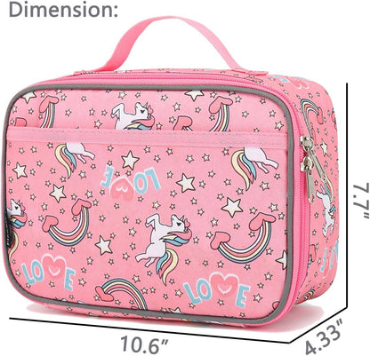 FlowFly Kids Lunch Box Insulated Soft Bag Mini Cooler Back to School Thermal Meal Tote Kit for Girls, Boys, Black