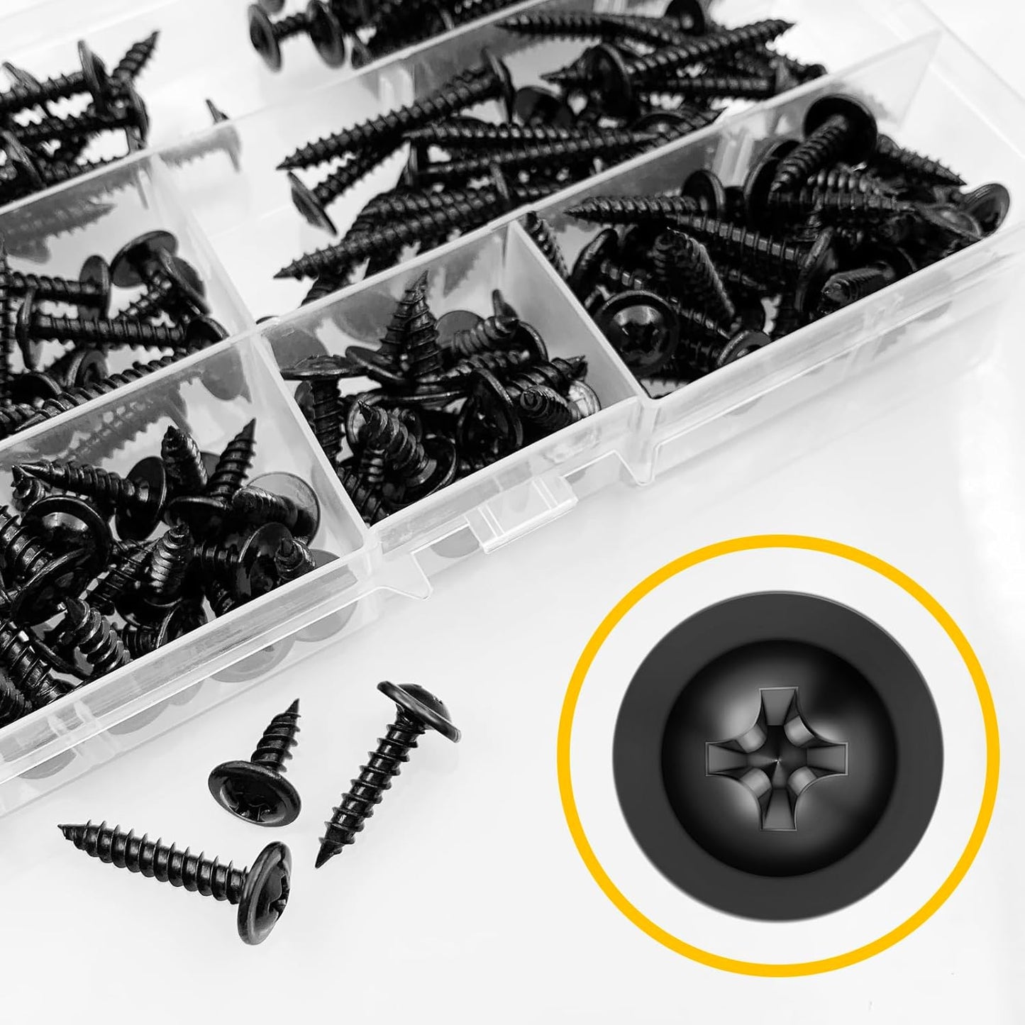 150Pcs #8 × 2" Black Screws for Wood, Phillips Truss Head Wood Screws, Quick Metal Self Tapping, Zinc Plated Steel, Truss Head Screws by Mywish