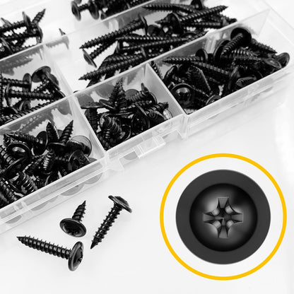 150Pcs #8 × 2" Black Screws for Wood, Phillips Truss Head Wood Screws, Quick Metal Self Tapping, Zinc Plated Steel, Truss Head Screws by Mywish