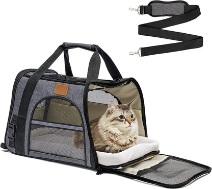 Maycoly Pet Carrier Bag Portable Foldable Cat Carrier Bag Top Opening,Backpack Soft-Sided Handbag with Breathable Mesh,Shoulder Strap for Travel Outdoor Dogs Puppy Kitten(Grey)