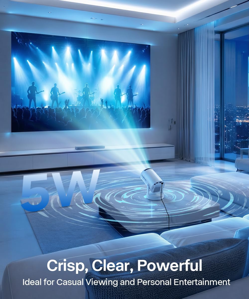 Magcubic 2026 Upgraded Mini Projector 4K Support with WiFi 6 and Bluetooth 5.4, 5W Soundbase Speaker, Portable Projecteur with Auto Vertical Keystone 180° Rotatable Lens Cap for Movie Home HY300Pro+