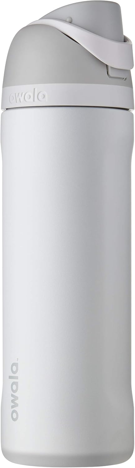 Owala FreeSip Insulated Stainless Steel Water Bottle with Straw for Sports and Travel, BPA-Free, 24-oz, Shy Marshmallow - PuriLite