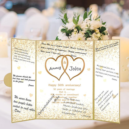 Trgowaul Gold 50th Wedding Anniversary Guest Book Alternative, 50th Anniversary Decorations, 50 Years of Marriage Signature Certificate Board, Card Happy 50 Anniversary Party Supplies Gift Men Women
