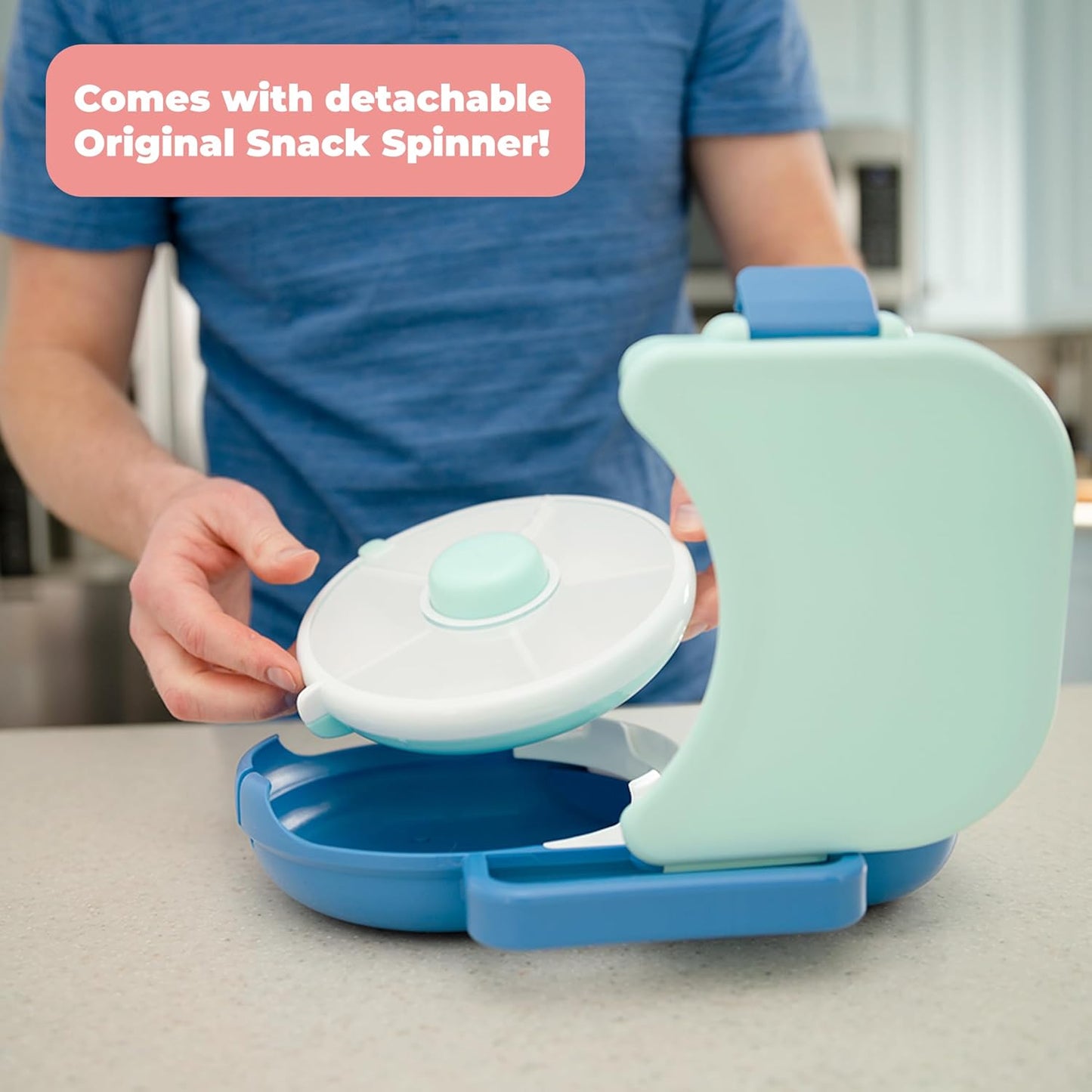 GoBe Kids Lunchbox - Reusable Snack Container with 5 Compartment Dispenser and Lid | BPA and PVC Free | Dishwasher Safe | No Spill, Leakproof
