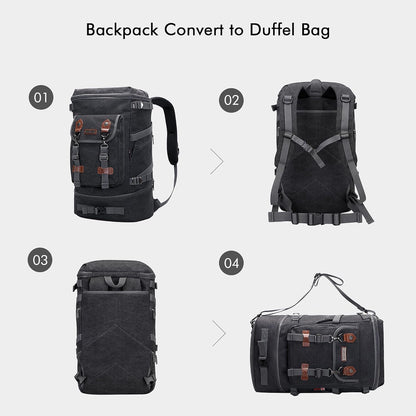 WITZMAN Travel Backpack for Men Women Canvas Backpack Carry on Luggage Rucksack Convertible Duffel Bag Large