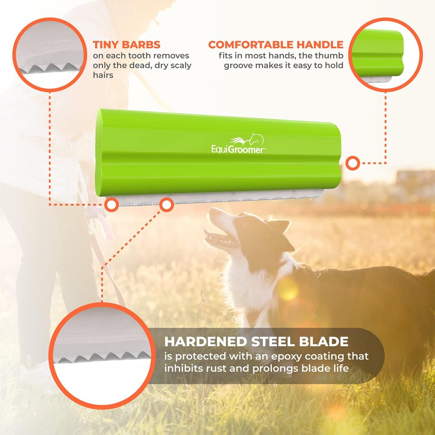 EquiGroomer Deshedding Brush for Dogs and Cats | Undercoat Deshedding Tool for Large and Small Pets | Comb Removes Loose Dirt, Hair and Fur While | Perfect for Short and Long Hair Grooming Shedding