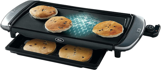 Oster DiamondForce Nonstick Electric Griddle, Breakfast & Pancake Griddle w/Warming Tray, Easy Food Release & Superior Nonstick Performance, 10 x 20 inch