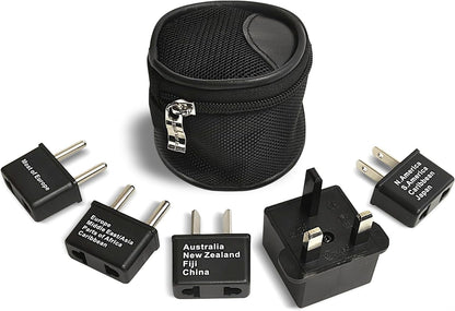 Ceptics Universal Travel Adapter kit, Dual USB (QC 3.0) + 2 US outlets + USB-C Cable, Use with Chargers, Cell Phones, Laptops, 6 Plug attachments for Worldwide use (Does Not Convert Voltage) (WPS-2B)