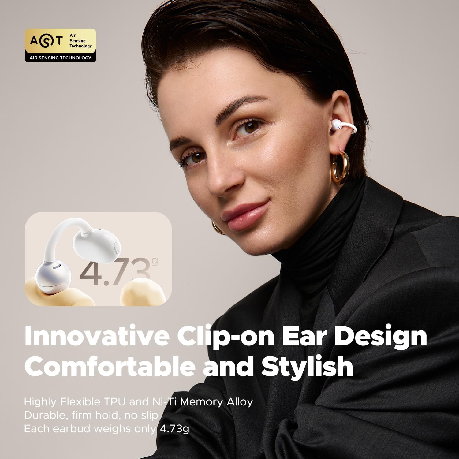 Open-Ear Clip Wireless Earbuds with Bluetooth 5.4, 30H Playtime, Lightweight Sports Headphones, IPX5 Sweatproof, Dual Device Connection - PuriLite