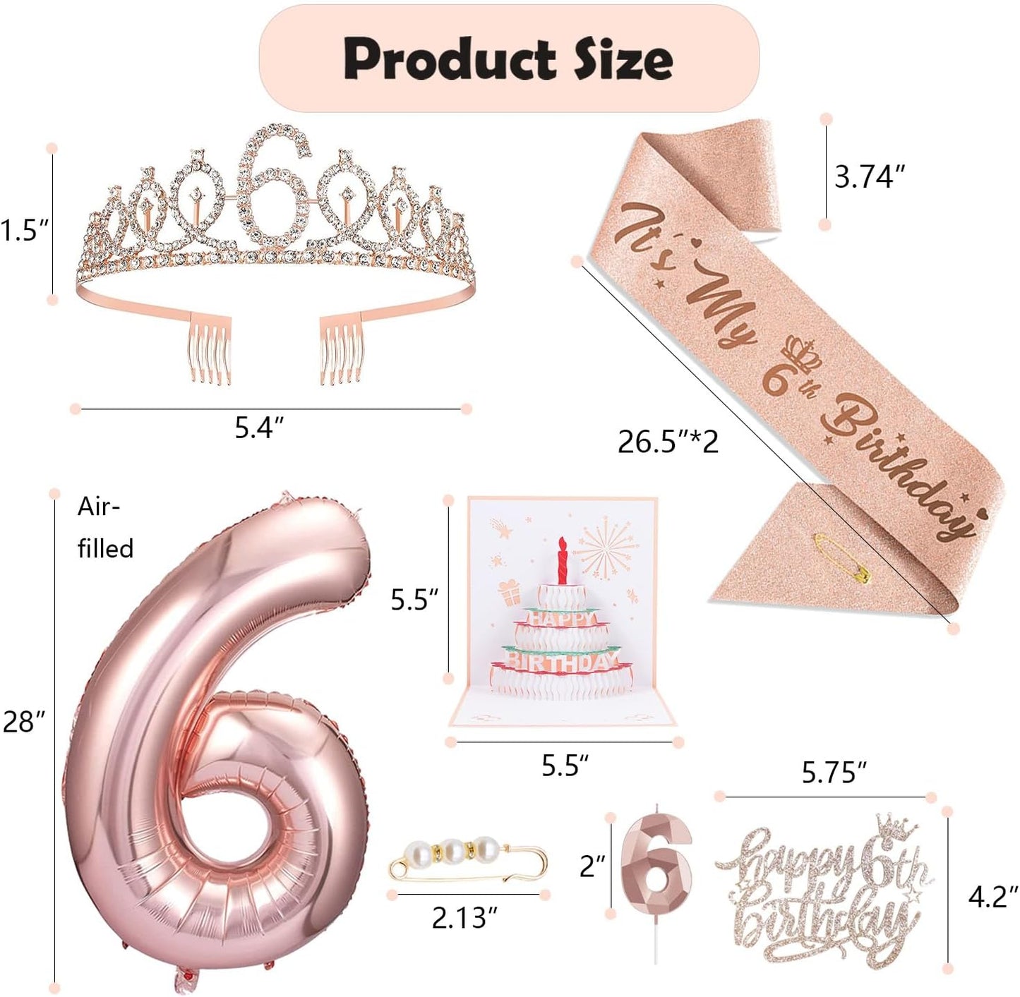 8pcs 40th Birthday Decorations gifts for Women, Including 40th Happy Birthday Cake Topper, Queen Sash with Pearl Pin, Sweet Rhinestone Tiara Crown for Women, Number Candles and Balloons (Rose Gold)