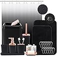 Clara Clark Bathroom Set - Gray Bathroom Accessories Set, Bathroom Sets with Shower Curtain and Rugs, 23PC Shower Curtain Set with Liner, Soap Dispenser, Soap Dish, Toilet Brush Holder, and Trash Can