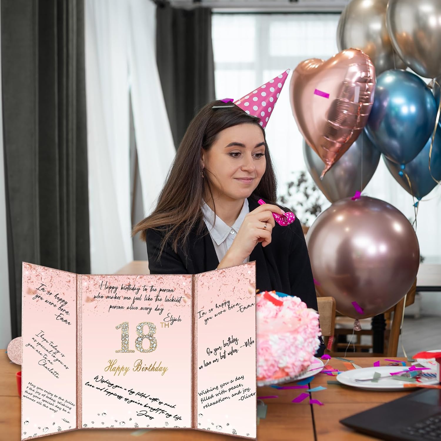 Crenics Rose Gold 70th Birthday Decorations, Creative 70th Birthday Guest Sign in Book Alternative, Large 70th Birthday Signature Book 12" x 18", Great 70 Years Old Birthday Gifts for Women - PuriLite