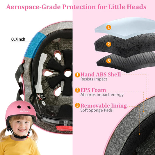 KAMUGO Kids Adjustable Helmet, Suitable for Toddler Kids Ages 3-8 Boys Girls, Multi-Sport Safety Cycling Skating Scooter Helmet - PuriLite