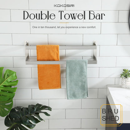 KOKOSIRI Towel Bars Black Bath Towel Holders 20 Inches Bathroom 2-Tiers Ladder Towel Rails Wall Mounted Towels Shelves Rack Stainless Steel, B5008BK-L20
