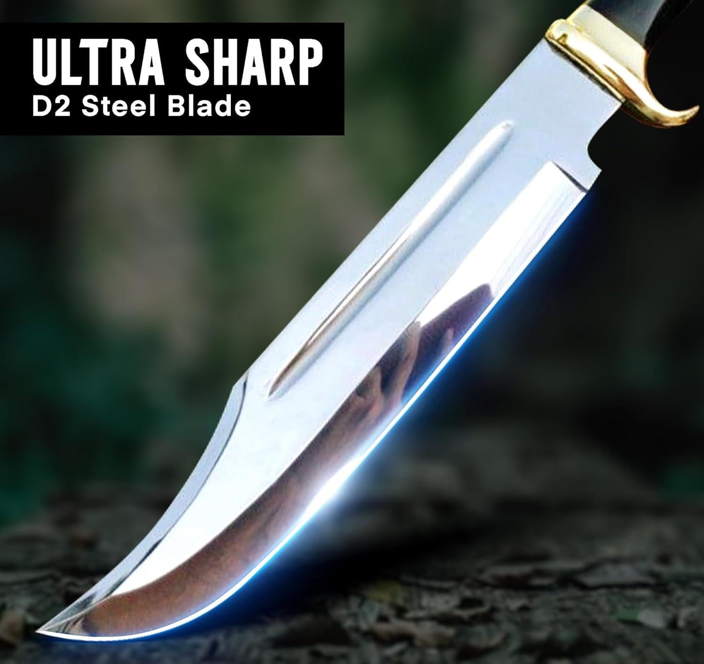 35.5 cm Bowie Fixed Blade Hunting Knife with Sheath, Tactical Survival Knife for Camping, Outdoor, Bushcraft