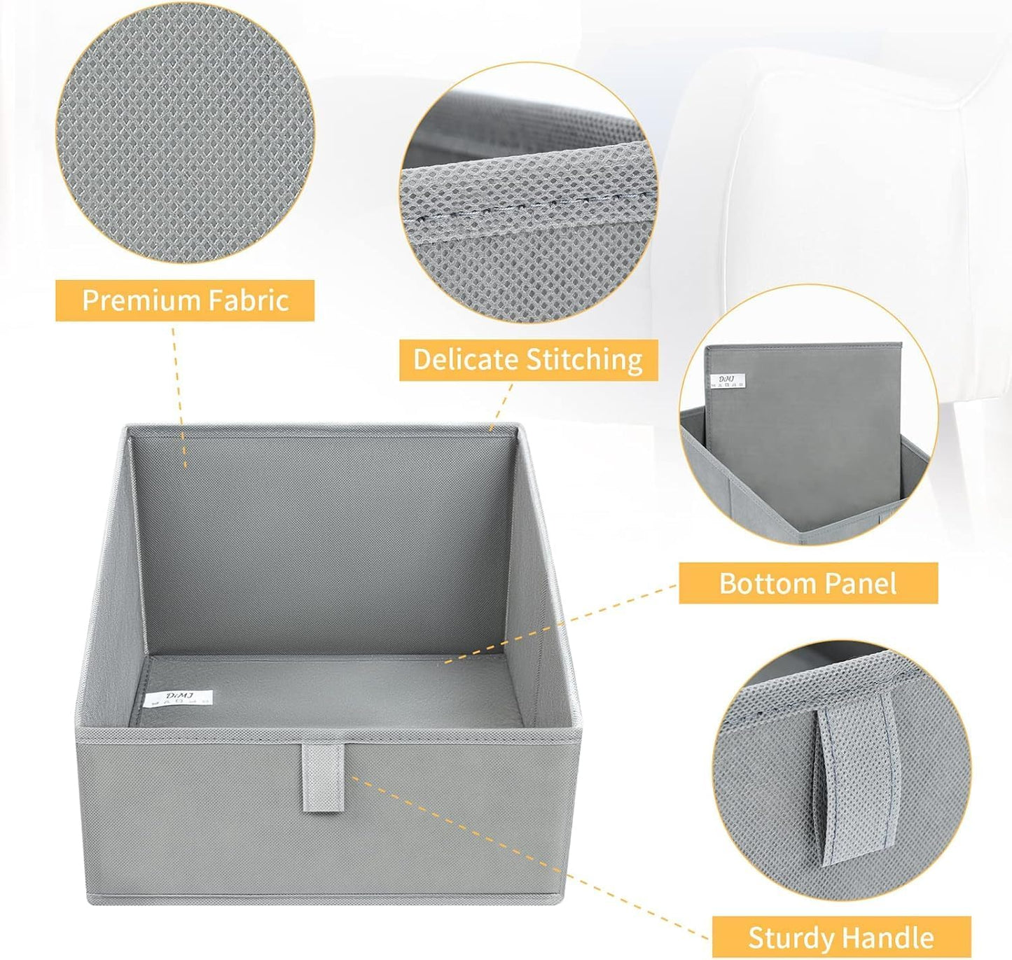 DIMJ Closet Storage Bins - 6 Pack Foldable Storage Baskets Box Fabric Storage Cubes Storage Organization Trapezoid Storage Bin (Arrow Grey)