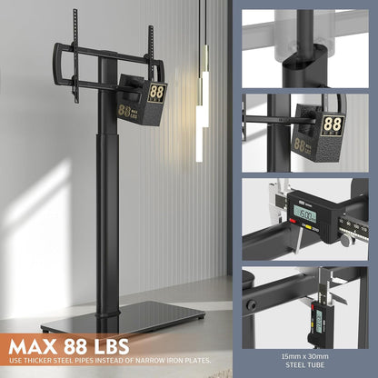Universal TV Stand with Mount 80 Degree Swivel Height Adjustable and Tilt Function for 27 to 65 inch LCD, LED OLED TVs,HT1002B