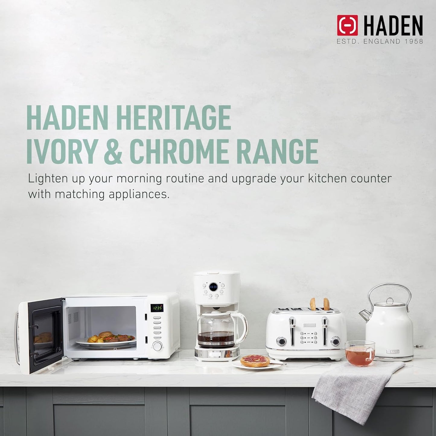 Haden 75041 Heritage 1.7 Liter (7 Cup) Stainless Steel Electric Kettle with Auto Shut-Off and Boil Dry Protection, Black/Copper