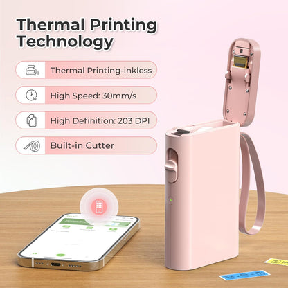 Nelko Label Maker Machine with Tape, P21 Portable Bluetooth Label Printer, Wireless Built-in Cutter Sticker Maker Mini Label Makers with Multiple Templates for School Organizing Office Home, White