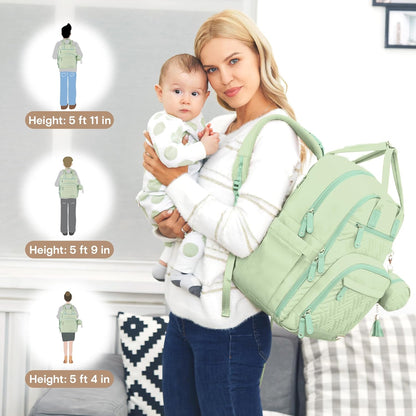 Diaper Bag Backpack, iniuniu Large Baby Bags with Diaper Pouch, Washable Changing Pad, Pacifier Case and Stroller Straps