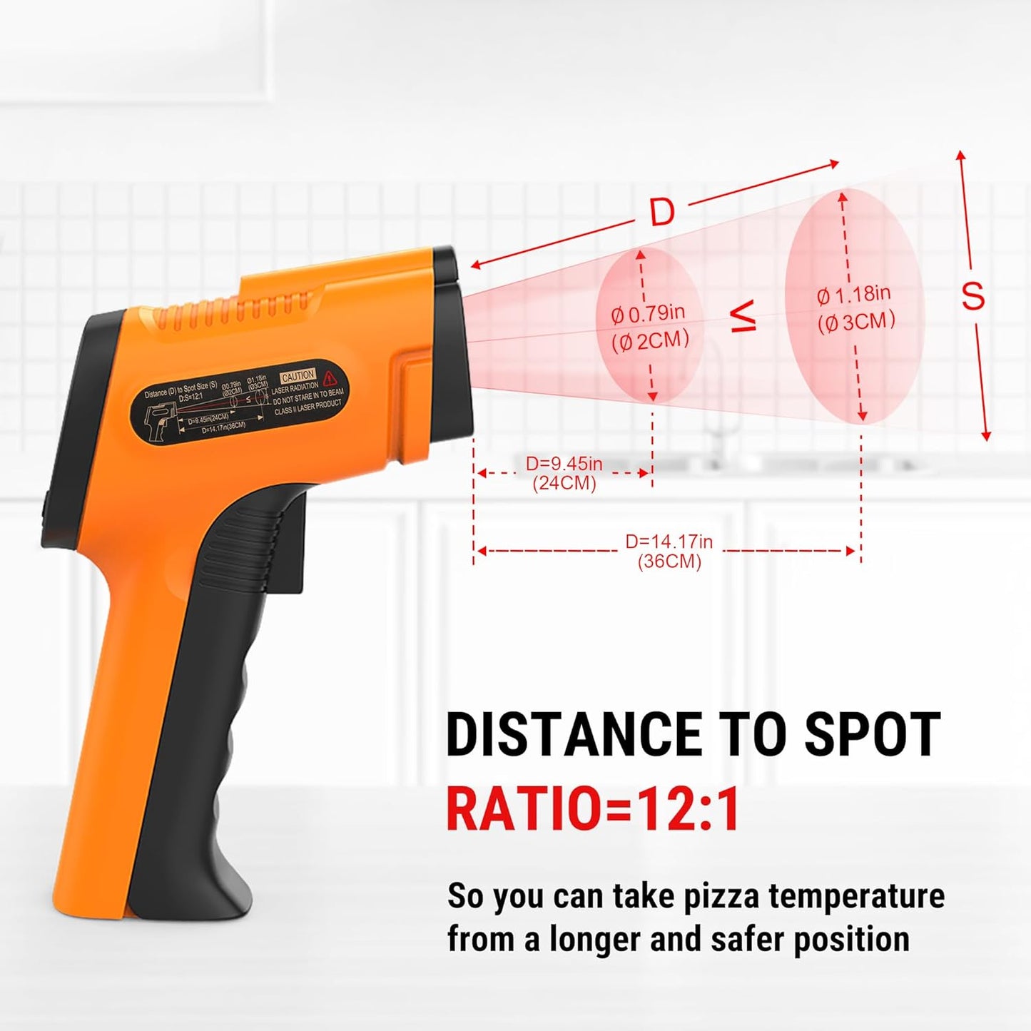 ThermoPro TP30 Infrared Thermometer Gun, Non Contact Temperature Gun with Adjustable Emissivity, Laser Thermometer Gun for Cooking, Pizza Oven, Griddle, Engine, HVAC -58°F ~1022°F (Not for Human)