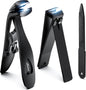BALUCA Angled Head Toenail Clippers Set for Thick Toenails and Ingrown Nails, Professional Stainless Steel Fingernail Toenail Clippers Trimmers for Seniors, Men and Adult - Black