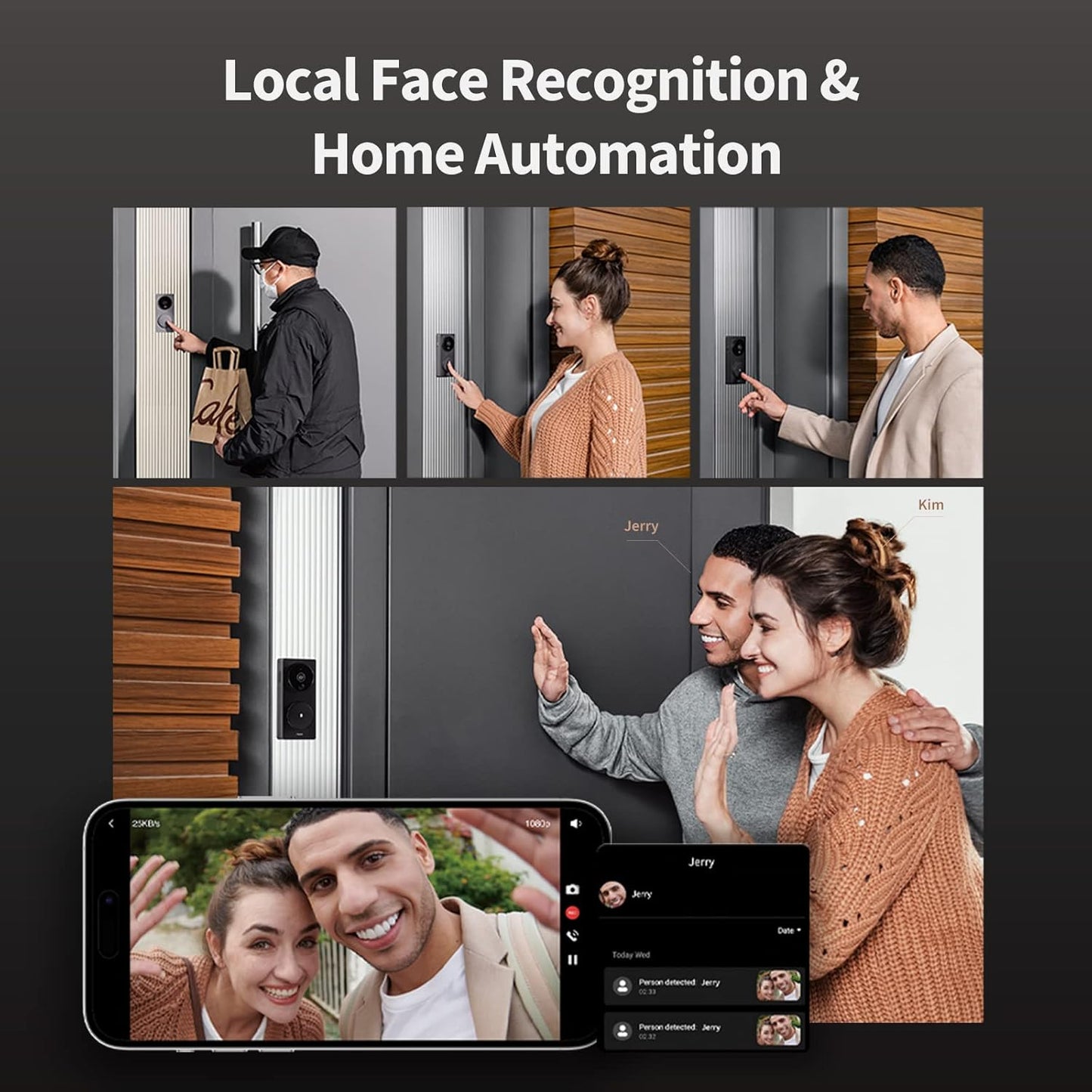 Aqara Video Doorbell G4 (Chime Included), 2.4 GHz Wi-Fi Required, 1080p FHD HomeKit Secure Video Doorbell Camera, Wireless or Wired, Supports Apple Home, Alexa, Google, IFTTT, Gray