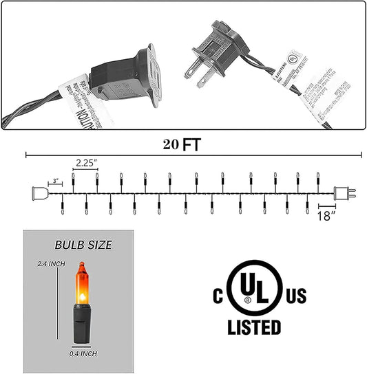 TW SHINE Purple and Orange Halloween Lights, 20FT 100 Count Incandescent Mini String Lights, Waterproof Halloween Decorations for Outdoor Indoor Patio Home Party Garden Yard Decor - PuriLite