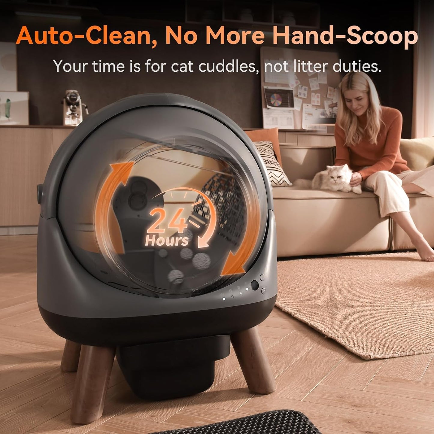 Coziley G1 Self Cleaning Litter Box, Automatic Cat Litter Box, Self-Cleaning Robot with Smart APP Control and Health Monitoring, Includes 2 Roll Trash Bag and Litter Mat