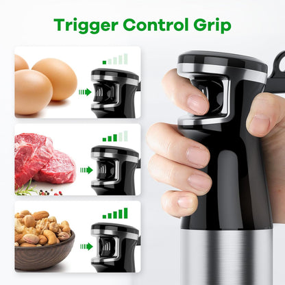 Turelar Immersion Blender Handheld Corded, 1100W 5 in 1 Hand Blender Set Trigger Variable Speed, Emulsion Stick Mixer with Food Processor, Whisk, Frother, for Soup, Puree, Baby Food, Anti-scratch