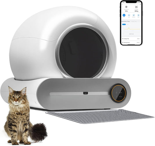 NAHARO Multi-Functional Automatic Cat Litter Box - Self-Cleaning Box Odorless with Real-Time Monitoring and Safety Alarm