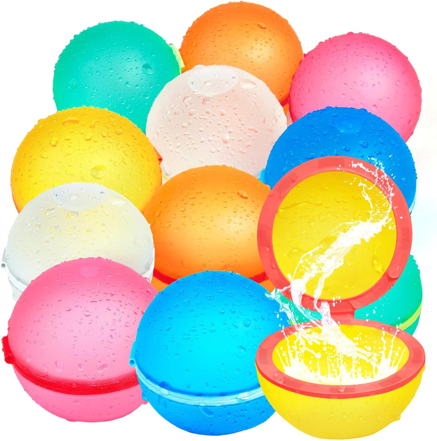 Reusable Silicone Water Balloons Set of 12 – Quick Fill Self-Sealing Magnetic Water Balls for Kids and Adults, Summer Outdoor Water Toys for Pool, Beach, and Backyard Games - PuriLite