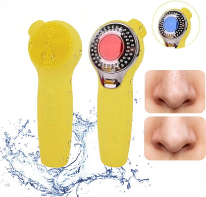 Ancaedhy 3 in 1 Facial Cleansing Brush, 5 Levels Deep Cleansing, Electric Face Scrubber for Men and Women, USB Rechargeable, IPX7 Waterproof, Yellow Silicone Face and Nose Scrubber