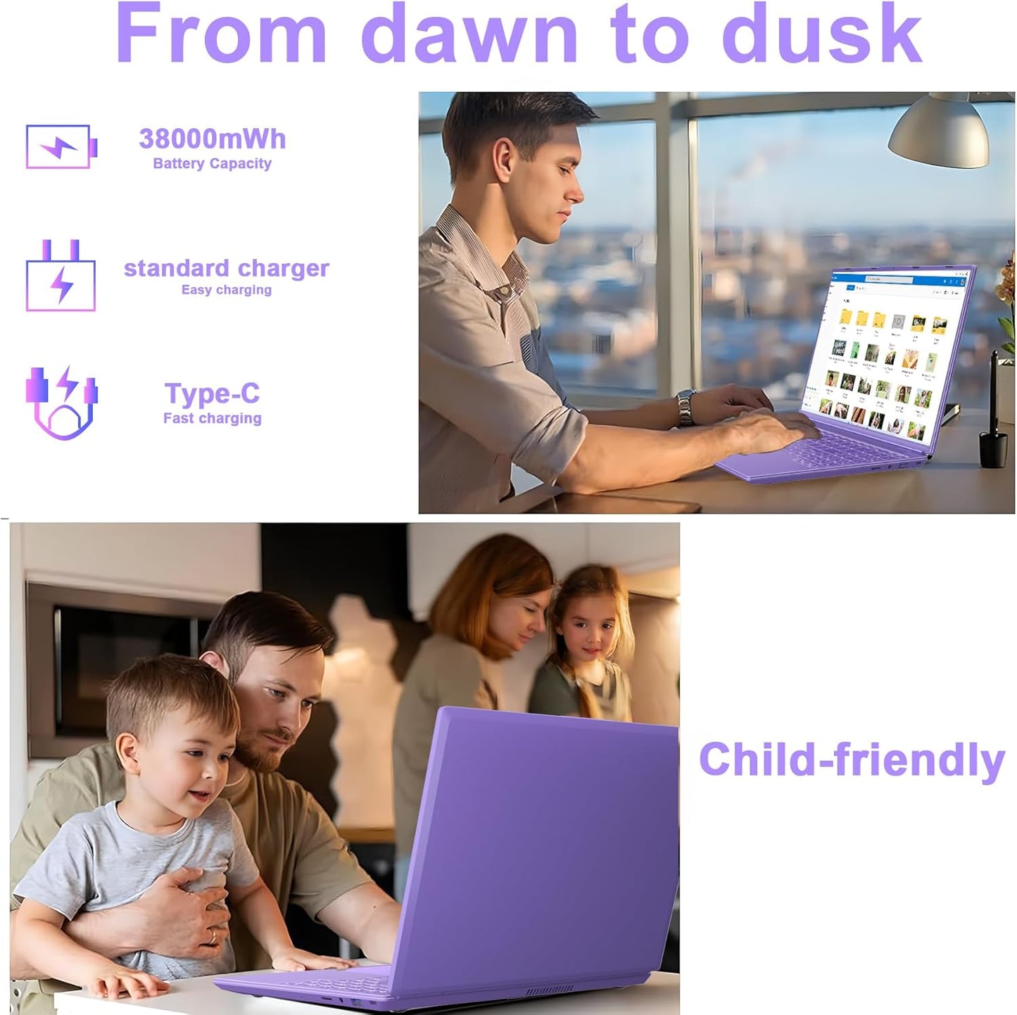 NOTODD Laptop 16" 12GB LPDDR4 512GB SSD Celeron N5095 Up to 2.9Ghz Quad-Core Win 11 PC 1920*1200 2K Screen Dual WIFI Support 2.5" HDD 1TB SSD Expand with Cooling Fan Numeric Keypad for Business-Blue