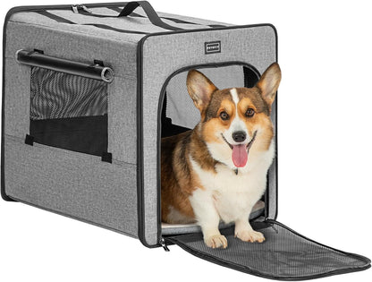 PETSFIT Soft Sided Dog Crate, Travel Dog Crate - 19 Inch Lightweight, Roomy, Easy to Set Up, Sturdy Portable Dog Kennel with Thick Mat, Navy Blue